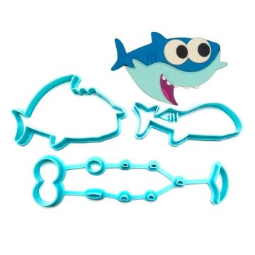 3 Pieces Baby Shark Fondant Cutter Set