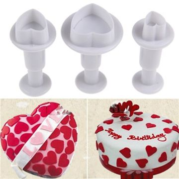 3 Pieces Love Heart Fondant Cutter Set