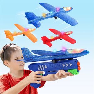 Flying Airplane Launcher Toy Gun Catapult Foam Glider Plane for Kids