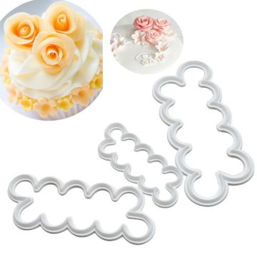 3 Pieces Fondant Rose Cutter Set