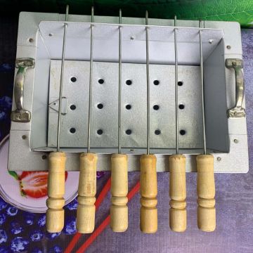Barbecue (BBQ) Grill Machine with 6 pcs Wooden Handle Skewers