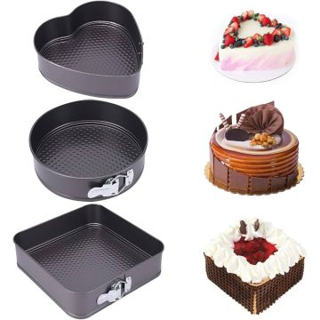 Non-Stick Multi Shape Cake Mold With Lock System (3 Pieces Set)